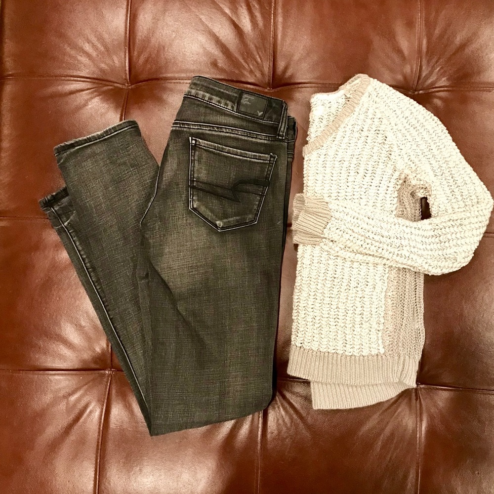 AE skinny faded black stretch jeans